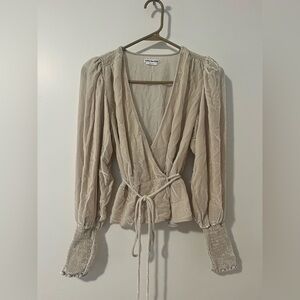 Reformation Beige Wrap Blouse